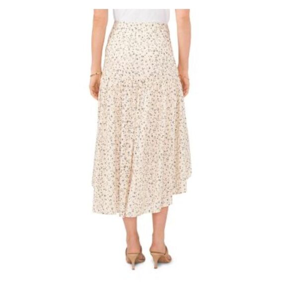 VINCE CAMUTO Womens Beige Zippered Lined Tiered Midi Hi-Lo Skirt 16 - Picture 2 of 3